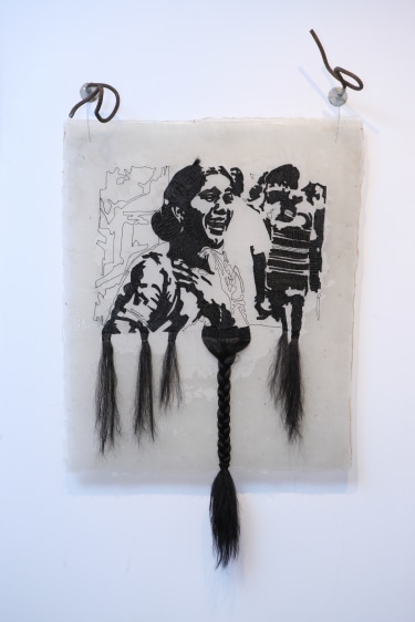 Mohammad Wahiduzzaman READYMADE II 2014 Resin castings with artificial hair and iron Dimensions variable.