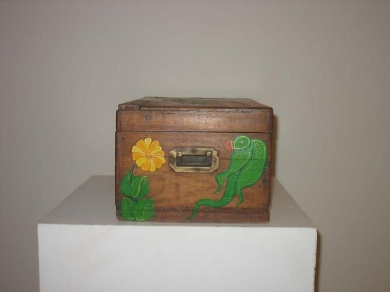 T. Vaikuntam UNTITLED (DESK 1) Paint on wodden desk 8.5 x 17.5 x 11 in.