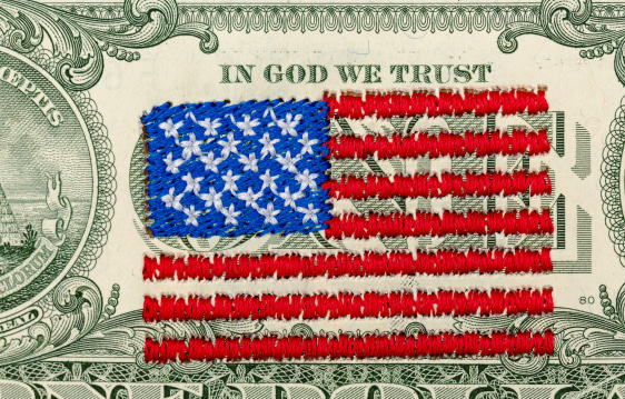 Abdullah M. I. Syed, Money Flag: USA (1 US$ Verso) (Detail), 2020