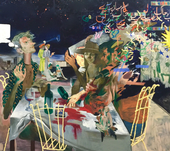 Salman Toor Resident Aliens 2015 Oil on canvas 72.5 x 68 in.