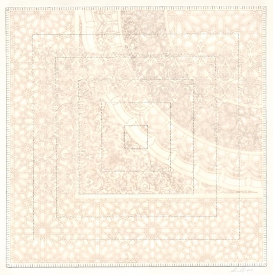 Anila Quayyum Agha Walk With Me My Beloved - 2 2016 Mixed media on paper (Laser-cut patterns on paper with mylar and embroidery) 28.5 x 29 in.