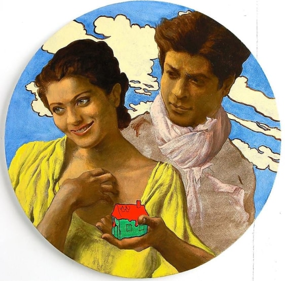 Salman Toor DECENT COUPLE 2012 Oil on canvas Diameter 20 in.