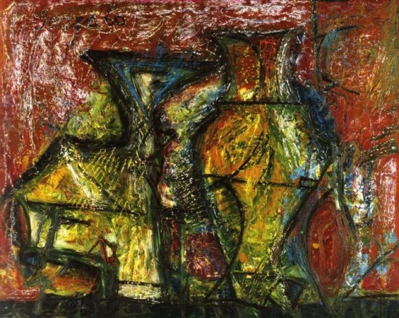 F. N. Souza UNTITLED (STILL LIFE WITH CHALICE) Oil on board 1960 24 x 29.5 in.