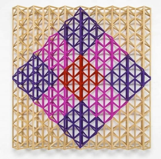 Rasheed Araeen Red Square Breaking Into Rainbow Colors 2015 Acrylic on wood 63 x 63 x 7 in.