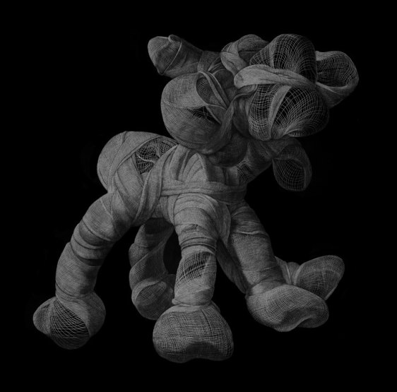 Adeel uz Zafar Drawing Appendage 2 2015 Engraved drawing on plastic vinyl 60 x 60 in.