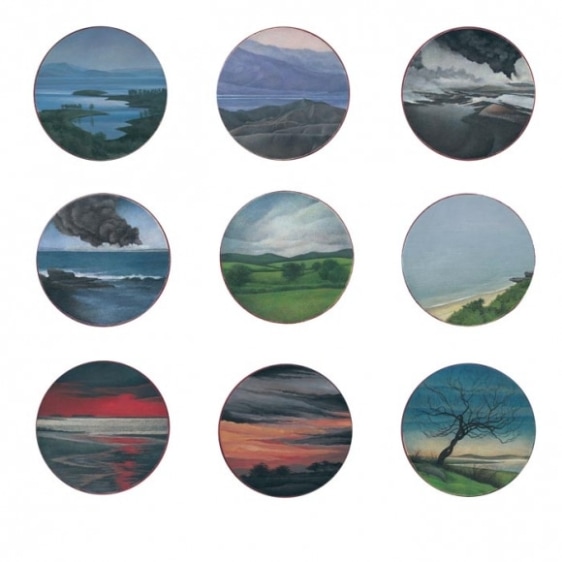 Ahsan Jamal SERIES ONE (SET OF 9 SMALL CIRCULAR WORKS) 2008 Gadh Rang (Gouache) on wasli 2.25 in. diameter (each)