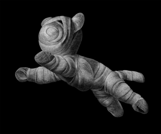 Adeel uz Zafar Cub 2016 Engraved drawing on plastic vinyl 30 x 36 in.