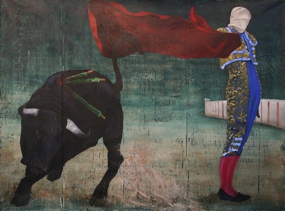 G.R. Iranna AFTERNOON SACRIFICE I 2007 Acrylic on tarpaulin 66 x 90 in.  SOLD