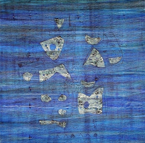 Nagesh Sharma SILENT SCRIPT IN STILL BLUE 2007 Acrylic on canvas 52 x 52 in.