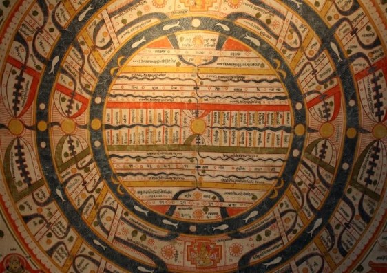 Adhaidvipa Pata, The Two-and-a-Half Continents c. 1810 Ink and opaque watercolor on cloth 40 x 40 in.