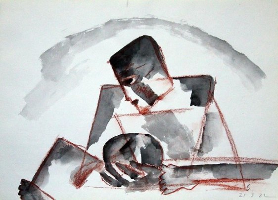 Somnath Hore RUST SERIES 15 1982 Watercolor and crayon on paper 10 1/8 x 14 1/4 in.