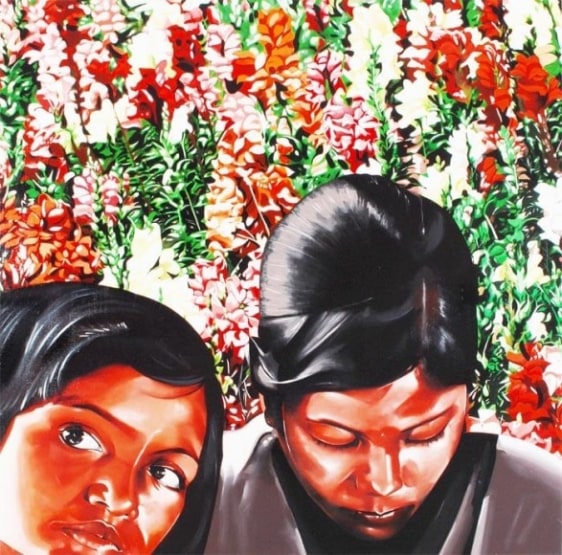 Binoy Varghese REFUGEES / THEIR OWN LANDS - VII 2009 Acrylic on canvas 60 x 60 in.