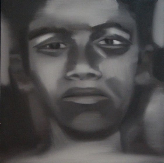 Riyas Komu 2007 BOYS I Oil on canvas 24 x 24 in.