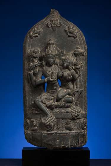 Lakshmi Narayan India Black stone 11th Century Height: 23.5 in.