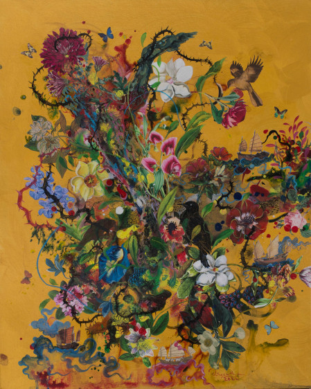 Priyantha Udagedara  Painting 02, 2022  Mixed Media on Board  63.5 cm x 51cm