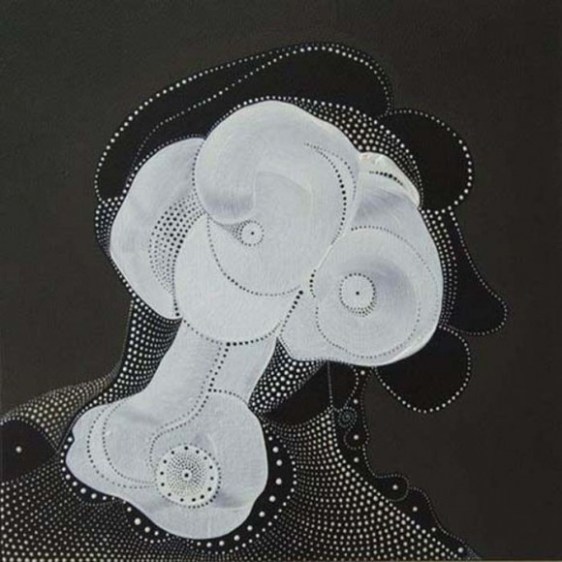Unver Shafi Khan HAIR-DO NO.2 (IN FABULIST STYLE) 2009 Acrylic on canvas 15 x 15 in.
