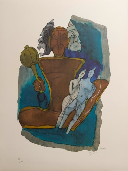 M. F.&nbsp;Husain, Hanuman - Hanuman and Two Figures, n/d