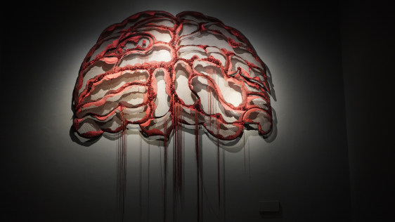 Shades of Sunrise, 2019 - 2025, Aluminium net, PU paint, fabric, thread