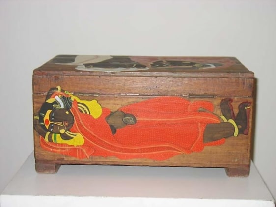 T. Vaikuntam UNTITLED (DESK 1) Paint on wodden desk 8.5 x 17.5 x 11 in.