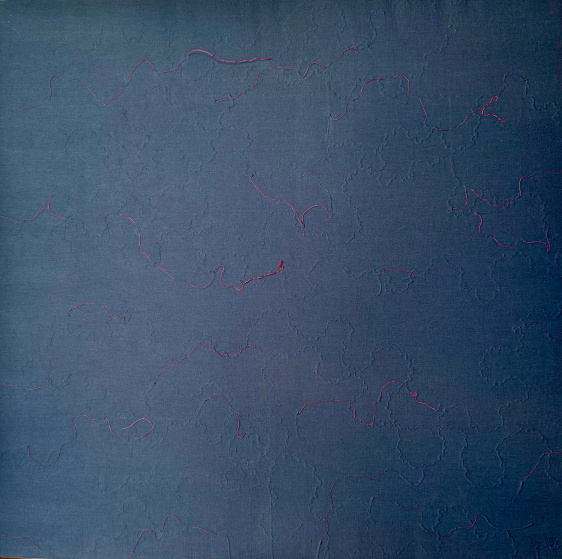 Growing within IV, 2025, ply, fabric, synthetic thread, cotton thread, glue, ink, acrylic color