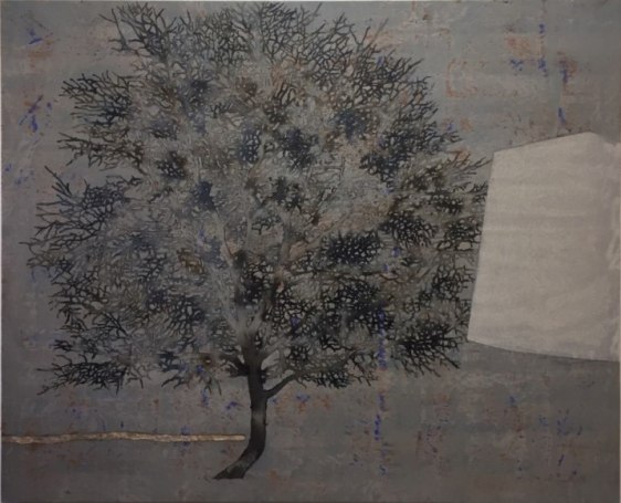 G.R. Iranna  Blank Space   2017  Acrylic on tarpaulin  54 x 66 in.