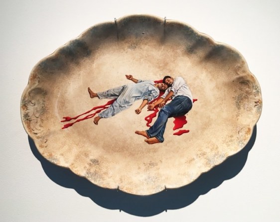 Adeela Suleman   Untitled (Serving Dish - 2)  2017  Found Vintage Ceramic Plate with Enamel Paint Hardener and Lacquer   11 x 14 in.