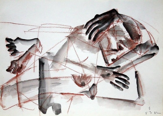 Somnath Hore RUST SERIES 1 1982 Watercolor and crayon on paper 10 1/8 x 14 1/4 in.