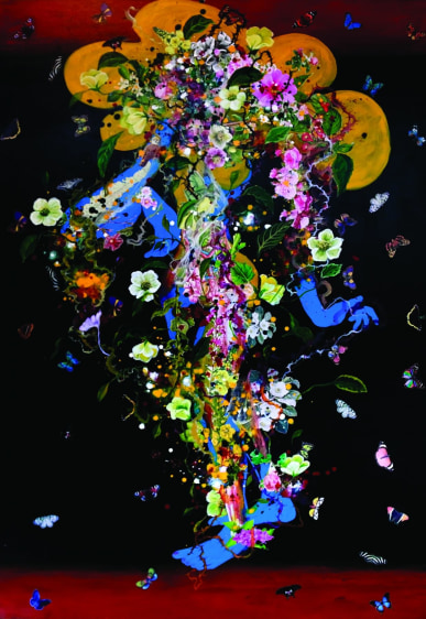 Priyantha&nbsp;Udagedara  Wanamali III, 2016  Mixed media on canvas  63h x 43w in