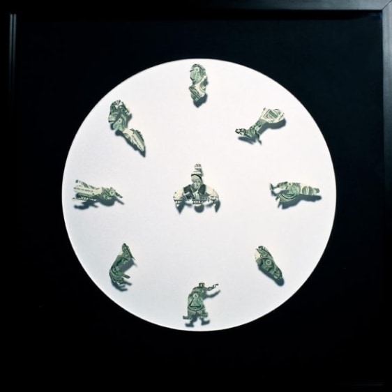 Abdullah M.I. Syed ASSEMBLY IV: JAFAR'S FINAL WISH 2013 Hand-cut uncirculated U.S. $1 bills 14&quot; (Dia.)