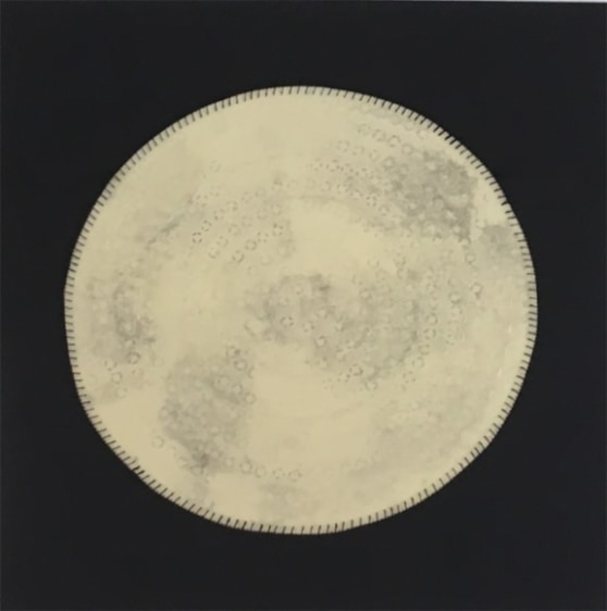 Anila Quayyum Agha Regeneration II 2012 Mixed media on paper (Encaustic, ink, graphite, charcoal, and embroidery on paper) 22 x 22 in.