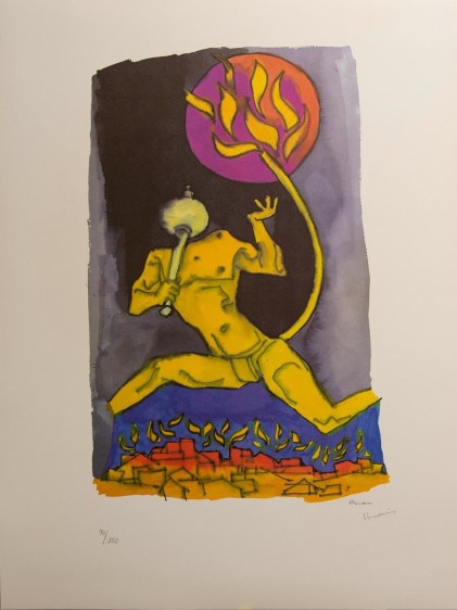 M. F.&nbsp;Husain, Hanuman - Hanuman with Tail on Fire, n/d