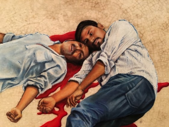 Adeela Suleman   Untitled (Serving Dish - 2) (Detail)  2017  Found Vintage Ceramic Plate with Enamel Paint and Hardener    12 x 17 in.