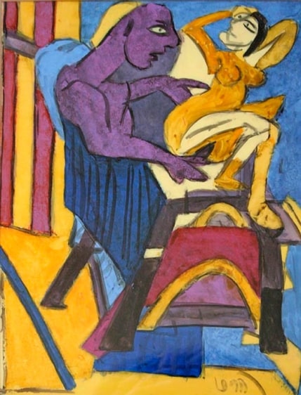 K. G. Subramanyan Untitled (Man and Woman) ND Reverse painting on clear acrylic sheet 11.5 x 8 in.