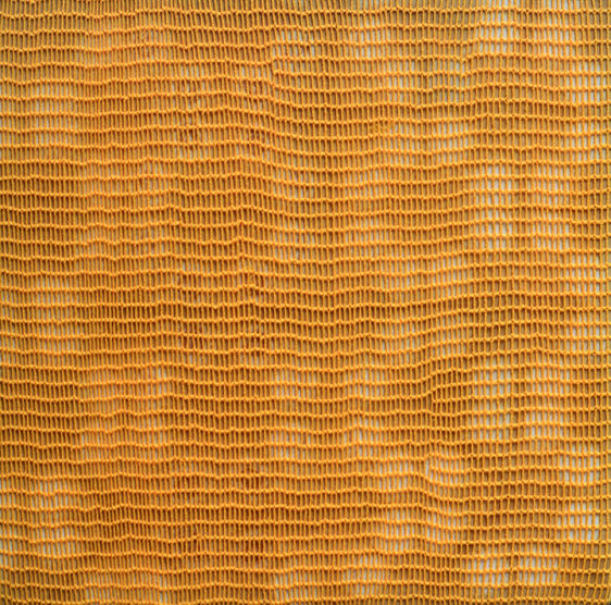 Shobha Broota,&nbsp;Untitled (Orange Pattern).&nbsp;Wool on canvas,&nbsp;40h x 40w in.&nbsp;