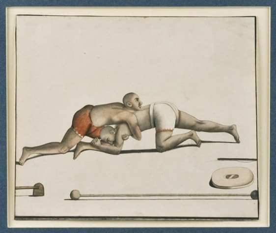 Wrestlers India (Company School at Delhi), c.1880 Opaque watercolour on paper 21.3 x 17.7 in.