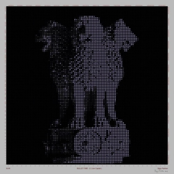 Baiju Parthan BULLET TIME (LION CAPITAL) 2009 C-print on metallic paper 43 x 43 in.