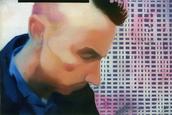 Riyas Komu MY NEXT DOOR, BUT I CAN'T SEE 2007 Oil, enamel and marble grain on canvas 24 x 36 in.