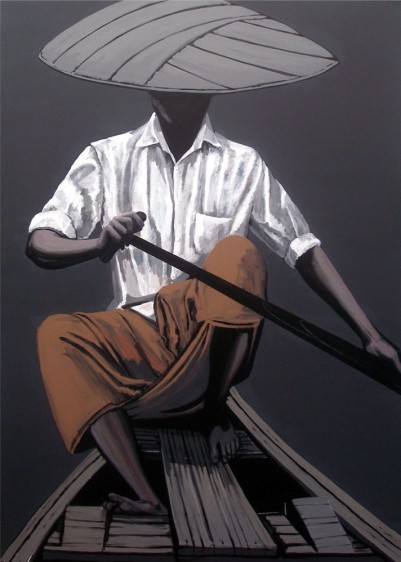 Rajan Krishnan  Boatman 2011 Acrylic on canvas 84 x 60 in.