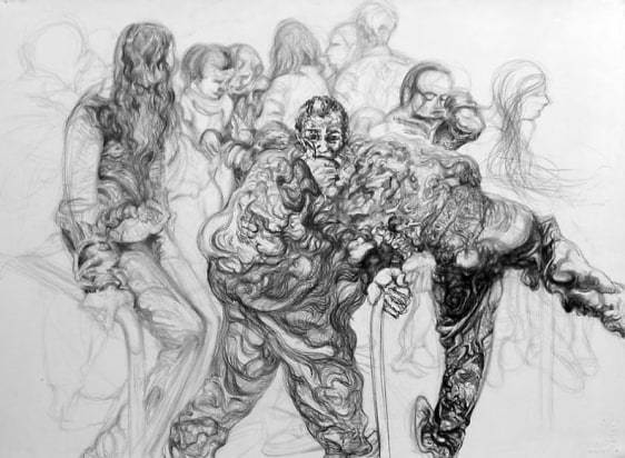 Puja Puri LOLLIPOP REBELS IN ADVENTURE PLAYGROUNDS 2007 Graphite on arches aquarelle paper 22 x 30 in.