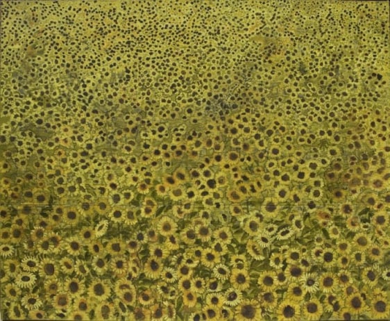 G.R. Iranna SUNFLOWERS 2015 Acrylic on tarpaulin 54 x 66 in.