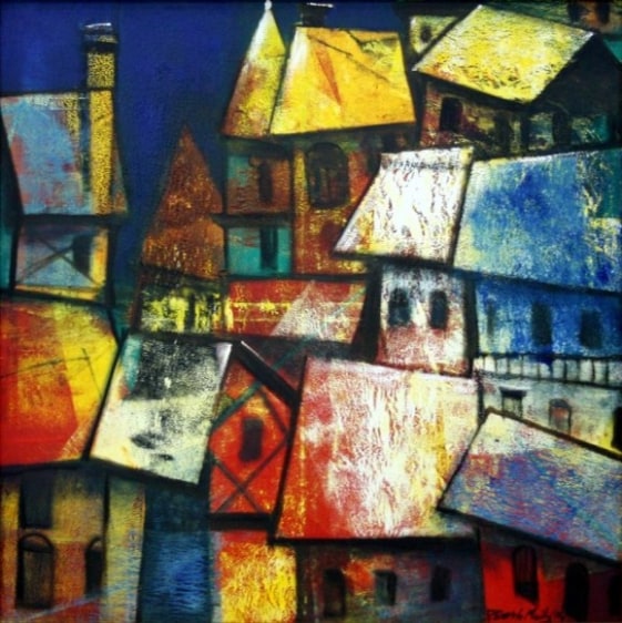 Paresh Maity SNOW FALL IN SHIMLA 2014 Oil on canvas 48 x 48 in.