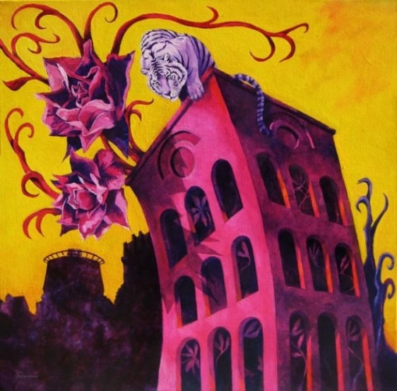 Sanjay Sundram TWO ROSES 2010 Oil on canvas 24 x 24 in.