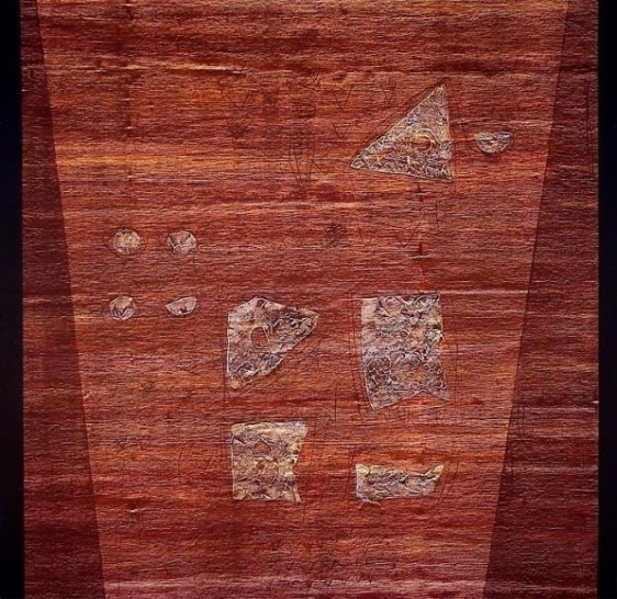 Nagesh Sharma UNKNOWN SCRIPT IN BRILLIANT BROWN 2007 Acrylic on canvas 52 x 52 in.