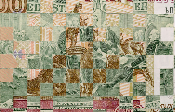 Abdullah M. I. Syed, Weaving Myth and Realities: 100 Russian Ruble and 2 US Dollar (Structures, Verso) (Detail), 2020