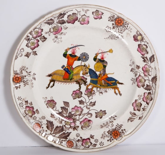 Adeela Suleman AND THEN IT ALL HAPPENED SERIES (PLATE 9) 2014 Found porcelain plate with enamel paint 10.5 x 10.5 in.