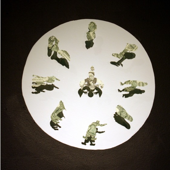 Abdullah M. I. Syed Assembly IV: Jafar's Final Wish Hand-cut uncirculated U.S. $1 bills and pins 14&quot; (Dia.) 2013