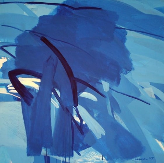 Hukumlal Verma LANDSCAPE BLUE 2007 Oil and acrylic on canvas 36 x 36 in.