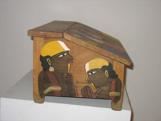 T. Vaikuntam UNTITLED (DESK 1) Paint on wodden desk 8.5 x 17.5 x 11 in.