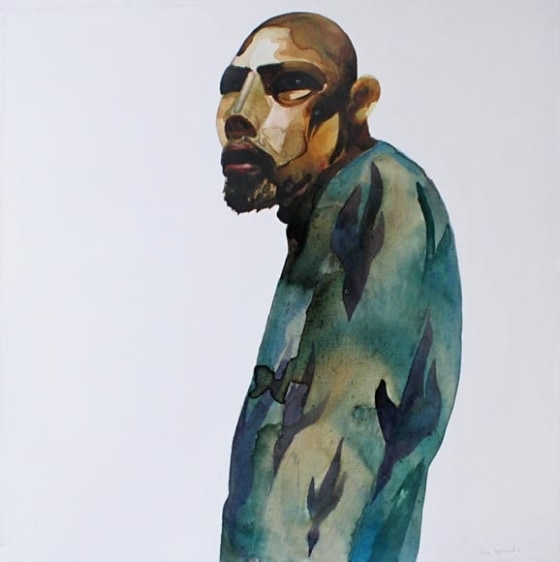 Sana Arjumand THEN THEIR SHADOWS FELL FROM THE SKY 3 2010 Ink, acrylic and teas stains on canvas 36 x 36 in.