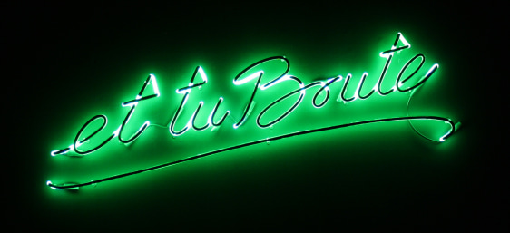 Abdullah M. I. Syed et tu Brute (Ed. of 3) Black painted green neon sign 23 x 60 in. 2013